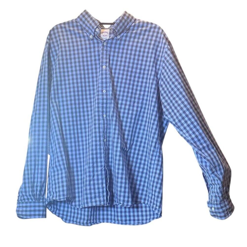 Brooks Brothers Men's Checkered Plaid‎ Shirt Size L – Classic, Stylish, Comfort
